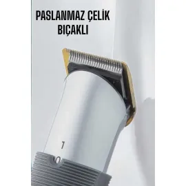4 Taraklı Profesyonel Şarjlı Saç ve Sakal Kesme Tıraş Makinesi Seti