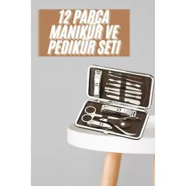 Tırnak Bakım Seti Tırnak Düzeltme Batık 12 Parça Çanta Tipi Manikür Pedikür