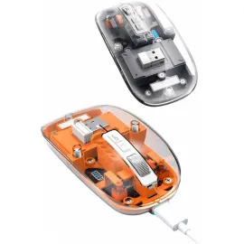 Mouse Fare Kablosuz Mouse Fare Şarjlı Bluetooth Sessiz 5 Tuşlu Şeffaf