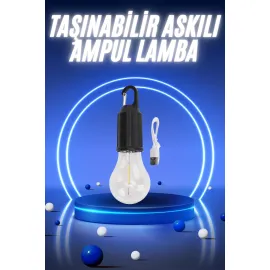 Taşınabilir Şarjlı Led Ampul Askılı Lamba Kamp Bahçe Lambası