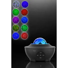 Projektör Yıldız Gece Lambası Disko Topu Bluetooth Bağlantılı Taşınabilir Şarjlı