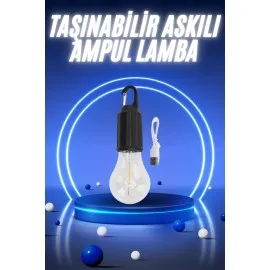 Taşınabilir Şarjlı Led Ampul Askılı Lamba Kamp Bahçe Lambası