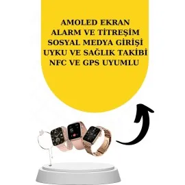 Bileklikli Amoled Ekran Akıllı Saat Ve Dijital Göstergeli Kablosuz Bluetooth Kulaklık Anc/ Enc