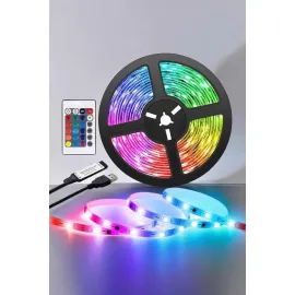 Yeni Nesil RGB Işıklı 10Metre Şerit Led Kumandalı Şarj Edilebilir