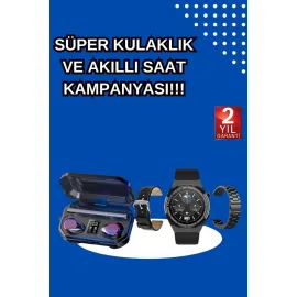 Yeni Nesil Kampanyası Bluetooth Bağlantılı Akıllı Saat Ve Kablosuz Kulaklık Dijital Göstergeli