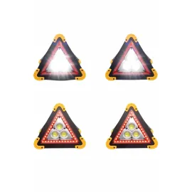 Işıklı İkaz Lambası Reflektör Şarjlı Işıklı Üçgen LED Acil Durum Feneri