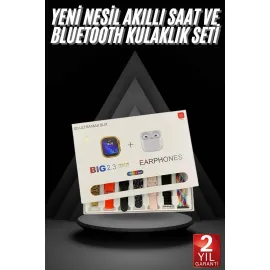 Akıllı Saat Ve Air Pro Kulaklık 7 Kordonlu Çok Fonksiyonlu İkili Set