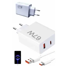 Hızlı Şarj Aleti Adaptörü Kablo Seti 67W Uzun Ömürlü Beyaz