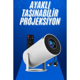 Taşınabilir Projeksiyon Ayaklı Projektör Android Uyumlu HDMI Girişli