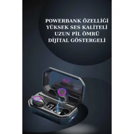 Kadınlar İçin 3 Kordonlu Akıllı Saat Ve Dijital Göstergeli Powerbankli Bluetooth Kulaklık Dokunmatik Kontrol