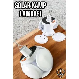 Kamp Lambası Işıldak Beyaz Işık Güneş Enerjili Solar Aydınlatma 5 Kanatlı Katlanabilir