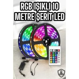 Yeni Nesil Rgb Işıklı 10Metre Şerit Led Kumandalı Şarj Edilebilir