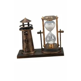 Deniz Feneri Kum Saati Ahşap Görünümlü Vintage Tarz Biblo
