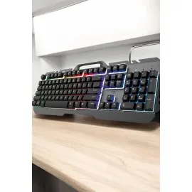 Q Klavye Rgb Işıklı Klavye Ve Mouse Seti Kablolu Mouse Hediyeliş