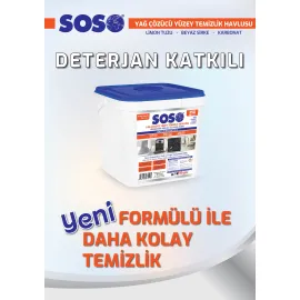 2 adet X 250 Yaprak - Soso Özel Formüllü Kova Yağ Çözücü Yüzey Temizleme Mendili
