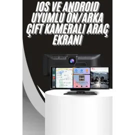 4K 10.2 İnç Çift Kameralı Araç Multimedya Ekranı CarPlay Kablosuz Tüm Cihazlara Uyumlu