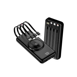 Kablosuz Çoklu Şarj Girişli 10.000 Mah Kablolu Powerbank Taşınabilir