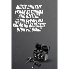 Kulak İçi Bluetooth Kulaklık Ekranlı Müzik Dinleme Çağrı Cevaplama Siyah