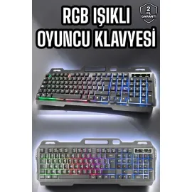 Led Işıklı Oyuncu Klavye Usb Girişli RGB Işıklı Q Klavye Mouse Hediyeli