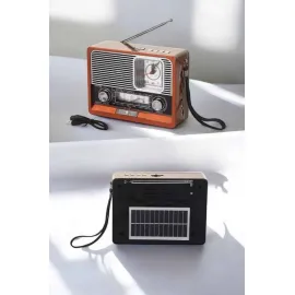 Ahşap Görünümlü Retro Bluetooth Radyo USB,AUX Ve SD Kart Girişli