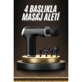 Profesyonel Masaj Tabancası Sporcu Masaj Aleti 4 Başlıklı Şarjlı Titreşimli