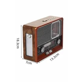 Vintage Nostaljik Radyo AUX USB SD Kart Girişli Şarjlı Bluetooth Bağlantılı
