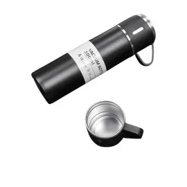 Termos Seti 3'lü Bardak Seti Isı Dayanıklı Siyah Paslanmaz Çelik Vakumlu