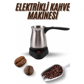 Elektrikli Cezve 800 Watt Paslanmaz Çelik Türk Kahve Makinesi Saplı