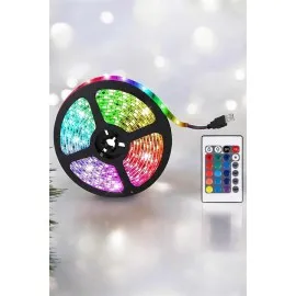 Yeni Nesil Rgb Işıklı 10Metre Şerit Led Kumandalı Şarj Edilebilir