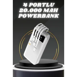 Powerbank Şarj Cihazı 4 Çıkışlı 20.000 MAH Powerbank Kompakt Yüksek Kapasiteli Hızlı Şarj