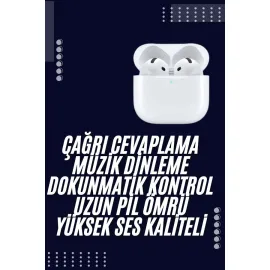 Bluetooth Kulaklık Beyaz Çağrı Cevaplama Dokunmatik Kontrol Kablosuz