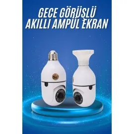 Gece Görüşlü Akıllı Dönebilen Ev Kamerası Ampül Kamera