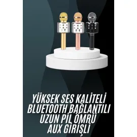 Karaoke Mikrofon Bluetooth Bağlantılı Aux Girişli Uzun Pil Ömrü Yüksek Ses Kaliteli