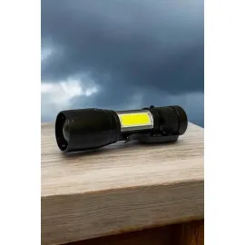 Şarjlı Metal Zoomlu El Feneri Işıldak Led Işık Taşınabilir El Lambası