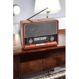 Nostaljik Radyo USB,AUX Ve SD Kart Girişli Bluetooth Bağlantılı