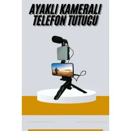 Tripod Telefon Tutucu Kumandalı Mikrofon Led Işık Vlog Video Kayıt