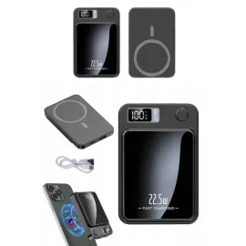 Magsafe Powerbank 10.000 Mah 22.5 Watt Hızlı Şarj Göstergeli Kablosuz Taşınabilir Şarj