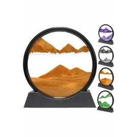 3D Led Işıklı Kum Saati Gece Lambası Hareketli Sulu Kum Saati Orta Boy