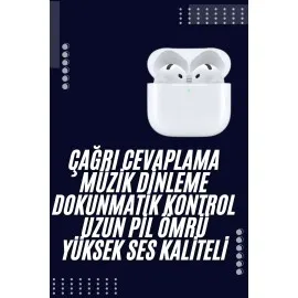 Bluetooth Kulaklık Beyaz Çağrı Cevaplama Dokunmatik Kontrol Kablosuz