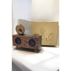 Bluetooth Hoparlör Ahşap Klasik Retro Gramofon Bluetooth Müzik Kutusu