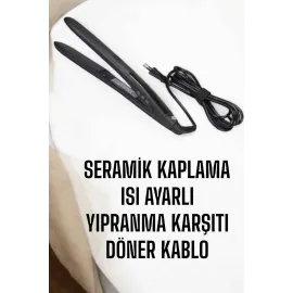 Saç Düzleştirici Isı Ayarlı Döner Kablo Yıpranma Karşıtı