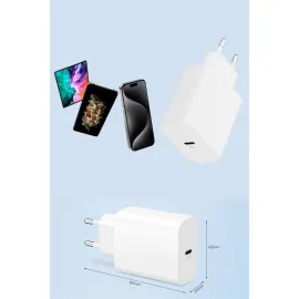 15/Pro/Pro Max 25W İOS Uyumlu Hızlı Şarj Aleti Adaptörlü Beyaz