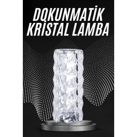 Kristal Lamba Masa Lambası Şarjlı Masa Lambası Dokunmatik Sensör Usb Şarjlı