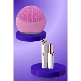 Kaş Biyik Ve Yüz Epilasyon Aleti Ve Titreşimli Yüz Temizleme Masaj Aleti İkili Set