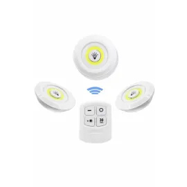 Dolap Işığı Mutfak Rafı Işığı Uzaktan Kumandalı 3 Lü Spot Led Lamba
