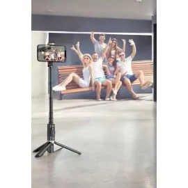Selfie Çubuğu Tripod Kumandalı Telefon Tutucu Siyah