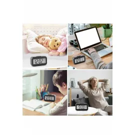 Dijital Işıklı Alarmlı Çalışma Masası Ekran Pilli Çalar Saat