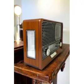 Ahşap Görünümlü Retro Bluetooth Radyo Usb,aux Ve Sd Kart Girişli