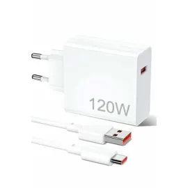 120W Şarj Aleti Hızlı Çift Turbo Şarj Aleti Seti Beyaz