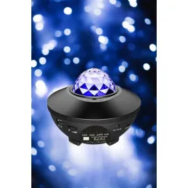 Projektör Yıldız Gece Lambası Disko Topu Bluetooth Bağlantılı Taşınabilir Şarjlı